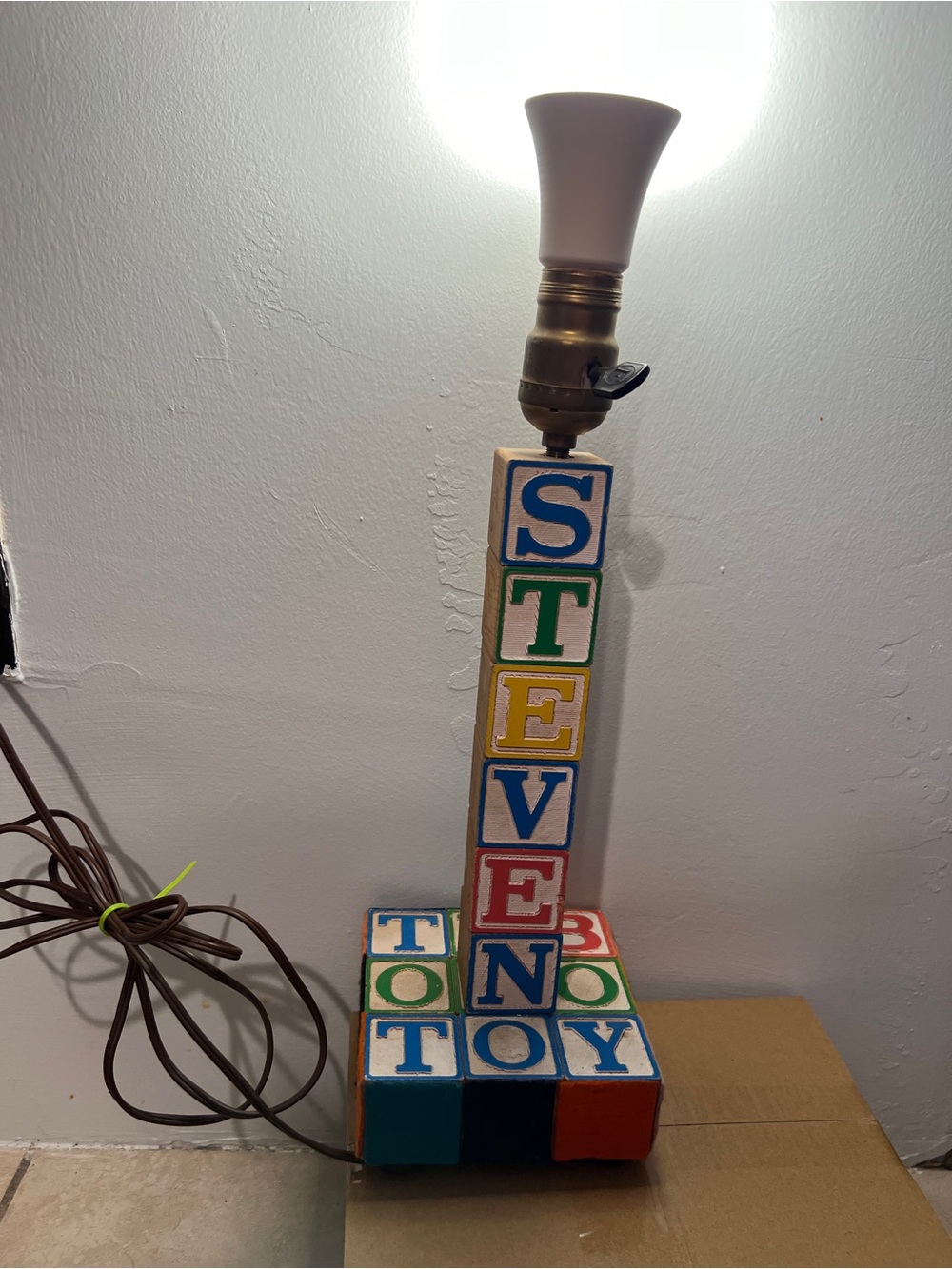 Lamp Made out of Building Blocks for a Nursery or Baby or Child’s Room Playhouse